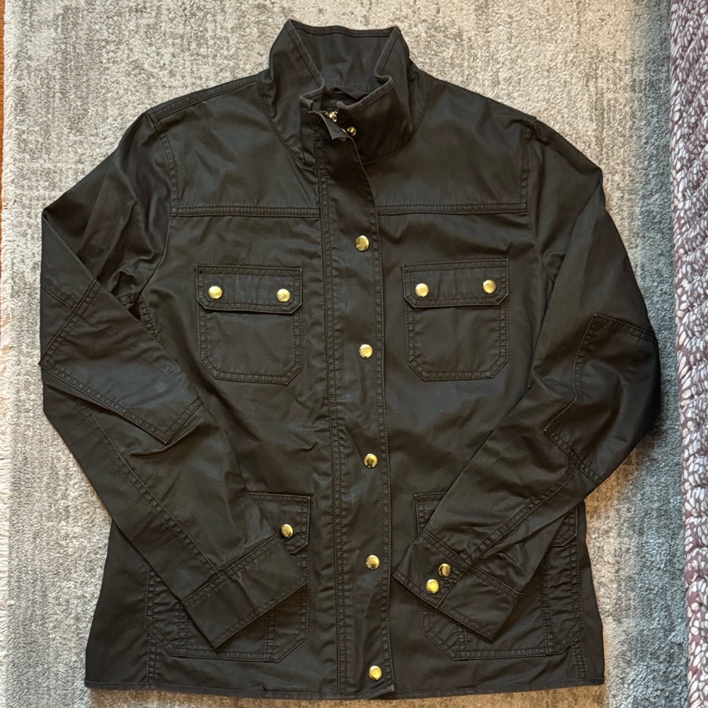 J.Crew Waxed Utility Jacket with Gold Buttons